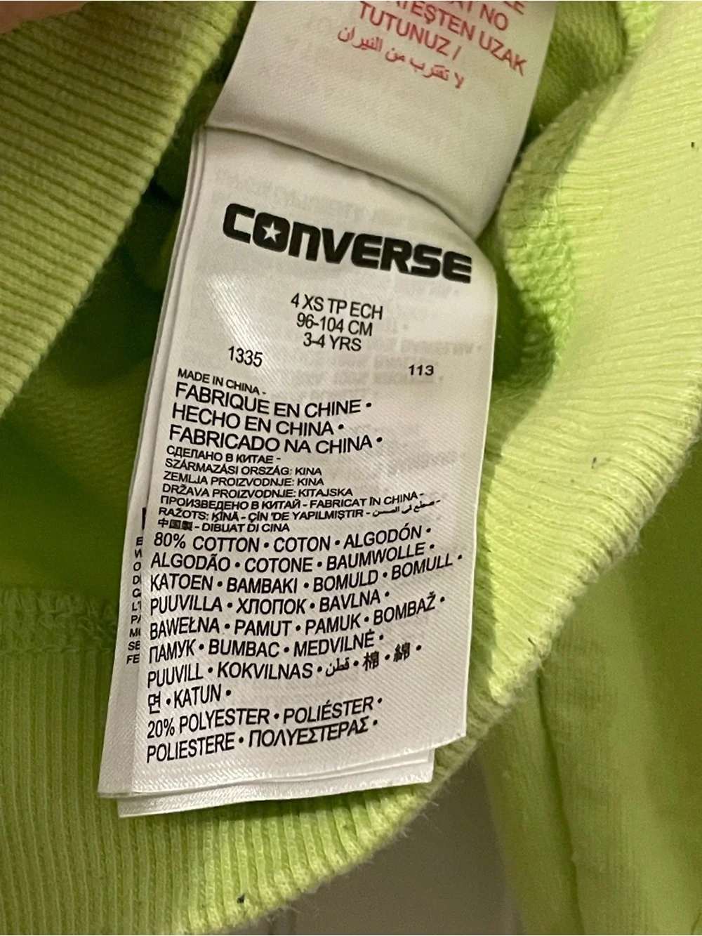 Converse Kids Neon Lime Zip Hoodie with Pink Hood Lining